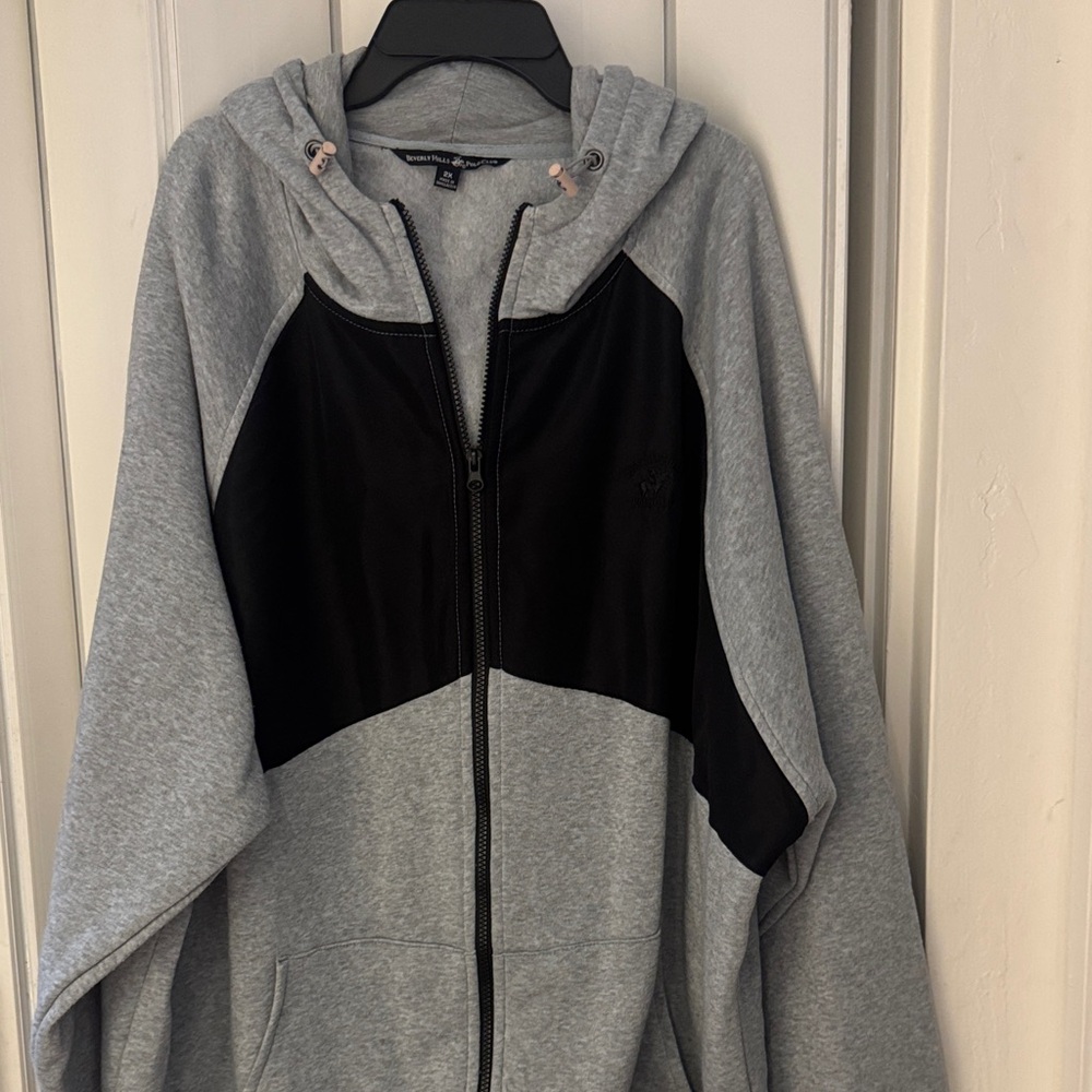 Beverly Hills Polo club Grey & Black Hooded Zip-Up Sweatshirt
